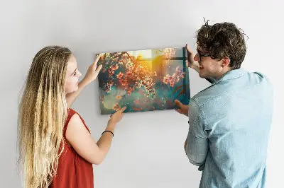 Magnetic glass dry erase board with spring flowers design