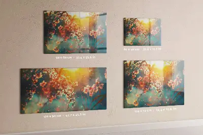 Magnetic glass dry erase board with spring flowers design
