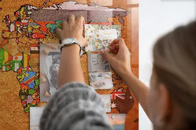 Magnetic glass dry erase board with world map and flag design