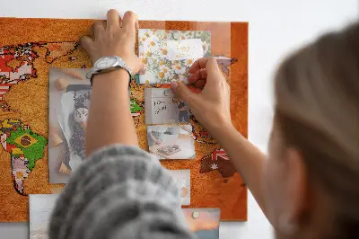 Magnetic glass dry erase board with world map and flag design