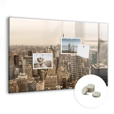 Magnetic wall board with city landscape print