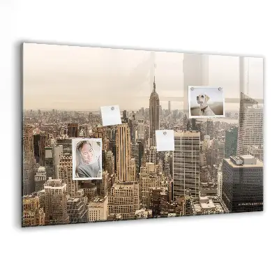 Magnetic wall board with city landscape print