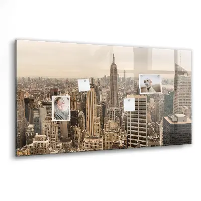 Magnetic wall board with city landscape print