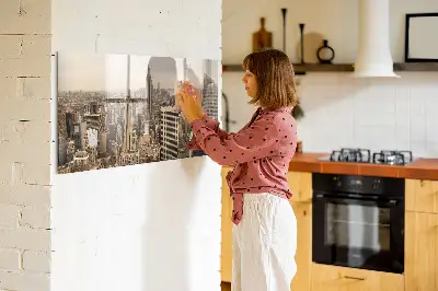 Magnetic wall board with city landscape print