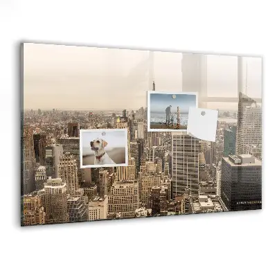 Magnetic wall board with city landscape print