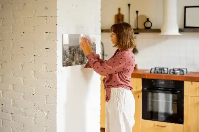 Magnetic wall board with city landscape print