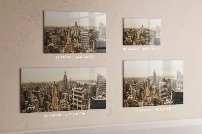 Magnetic wall board with city landscape print