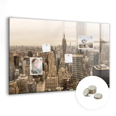 Magnetic wall board with city landscape print