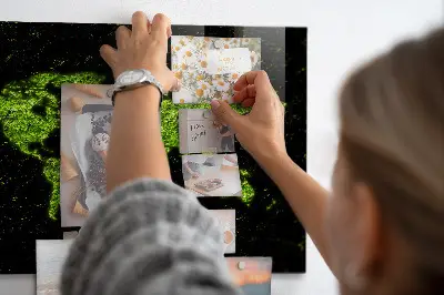 Magnetic glass dry erase board with world map design