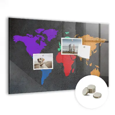 Magnetic wall board World map