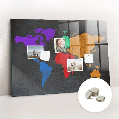Magnetic wall board World map