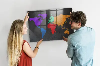 Magnetic wall board World map