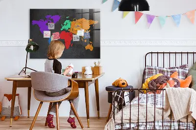 Magnetic wall board World map