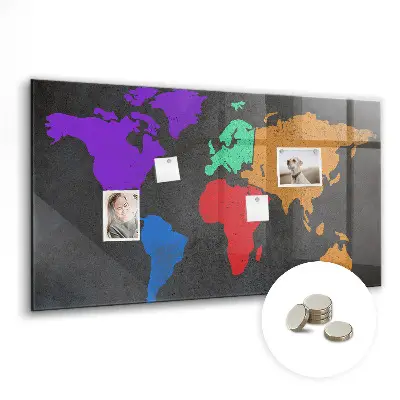 Magnetic wall board World map