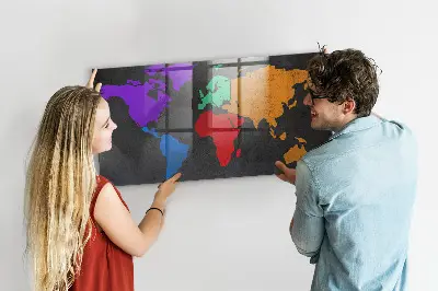 Magnetic wall board World map
