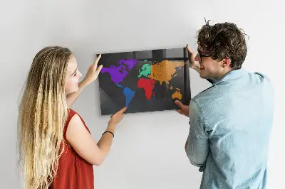 Magnetic wall board World map
