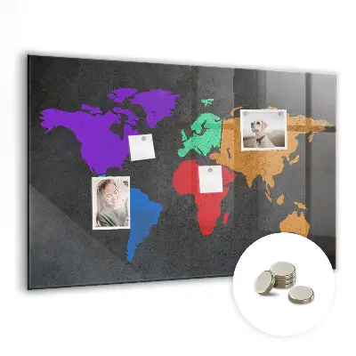 Magnetic wall board World map