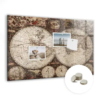 Old world map magnetic wall board