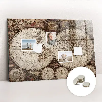 Old world map magnetic wall board