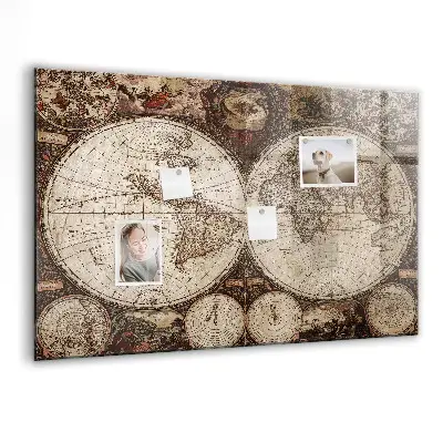 Old world map magnetic wall board