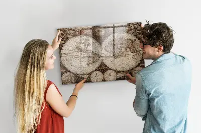 Old world map magnetic wall board