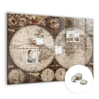 Old world map magnetic wall board