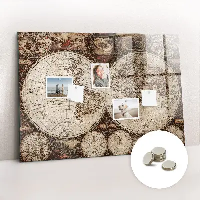 Old world map magnetic wall board
