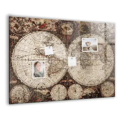 Old world map magnetic wall board