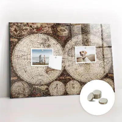 Old world map magnetic wall board