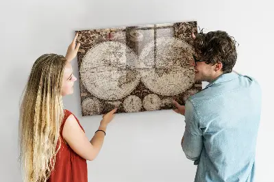 Old world map magnetic wall board