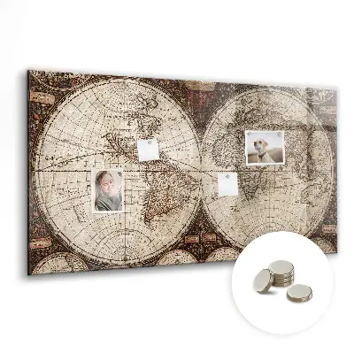 Old world map magnetic wall board