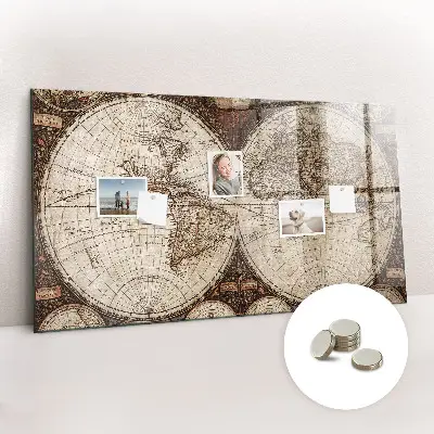 Old world map magnetic wall board