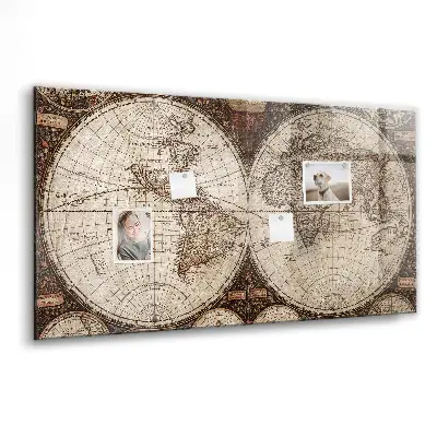 Old world map magnetic wall board