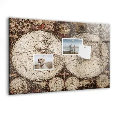 Old world map magnetic wall board