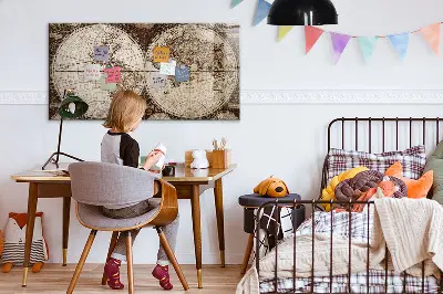 Old world map magnetic wall board