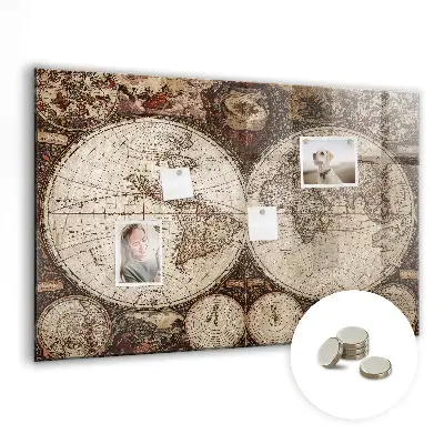 Old world map magnetic wall board