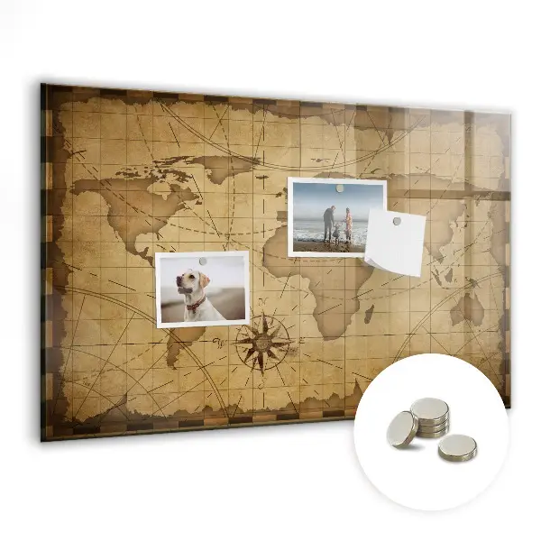 Magnet board Vintage world map