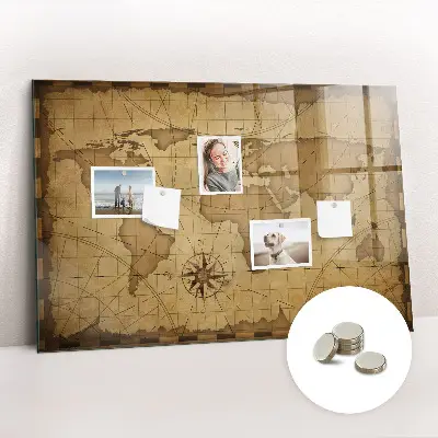 Vintage World Map Magnetic Board