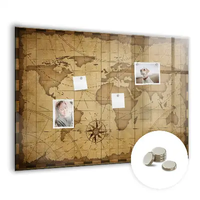 Magnet board Vintage world map
