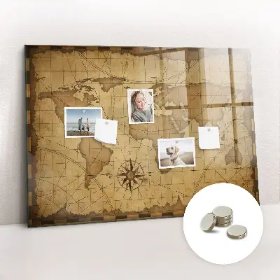 Magnet board Vintage world map