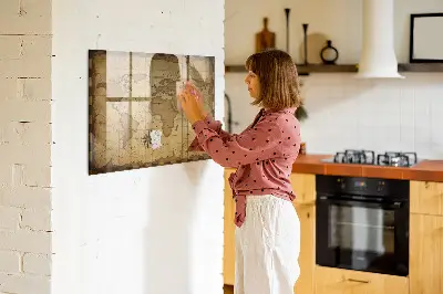 Vintage World Map Magnetic Board