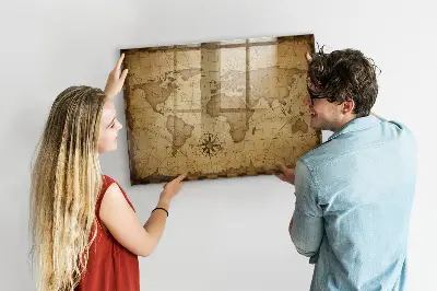 Vintage World Map Magnetic Board