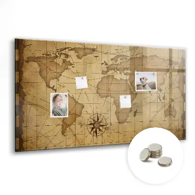 Vintage World Map Magnetic Board