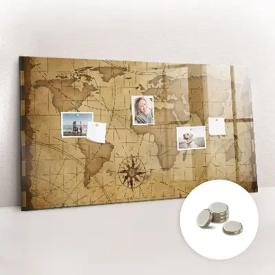 Vintage World Map Magnetic Board