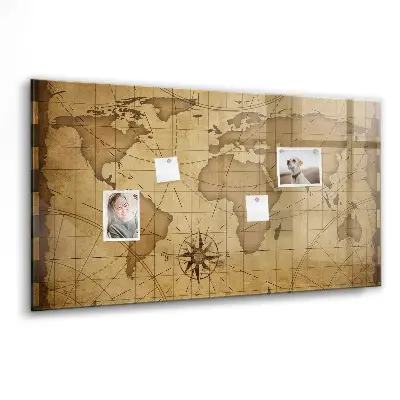 Vintage World Map Magnetic Board