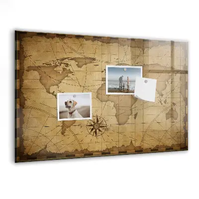 Magnet board Vintage world map