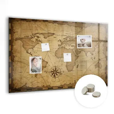 Magnet board Vintage world map