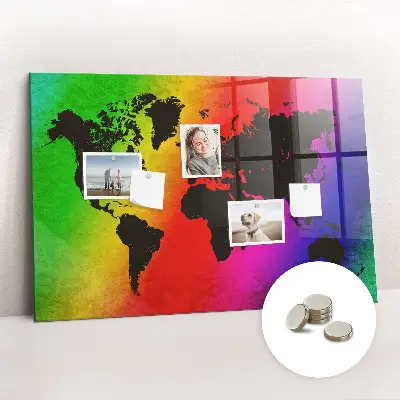 World Map Magnetic Glass Dry Erase Board