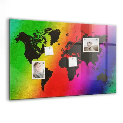 World Map Magnetic Glass Dry Erase Board