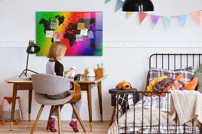 World Map Magnetic Glass Dry Erase Board